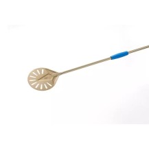 Łopata do obracania i wyjmowania pizzy perforowana aluminiowa, okrągła 20cm, długość rączki 150cm Gimetal Gold IV-20F