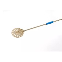 Łopata do obracania i wyjmowania pizzy perforowana aluminiowa, okrągła 20cm, długość rączki 150cm Gimetal Gold IV-20F