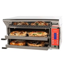 Piec do pizzy 2 komorowy o pojemności 2 pizzy na komorę, osiąga 520 stopni, wbudowany okap, 880x610x500, Stima VP2 Revolution XL