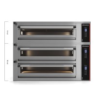 Piec do pizzy 2 komorowy szeroki, elektryczny, sterowanie manualne, pojemność 2 x 6 x 34 cm, 1480x1010x830, Pizza Group Pyralis 