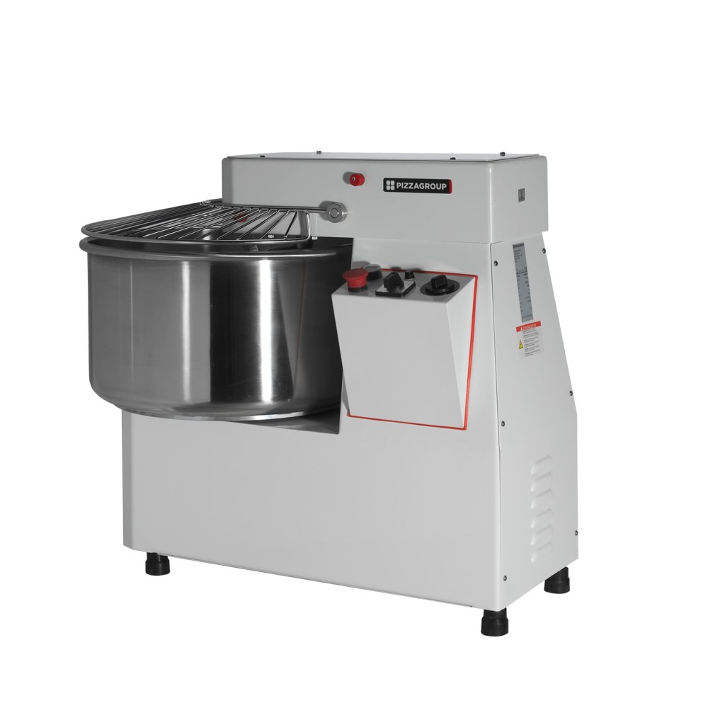 Mikser spiralny do wysokiej hydratacji, 2 biegowy ze stałą dzieżą o pojemności 22L, 18kg ciasta, 112-224 obrotów, 400x690x630, P
