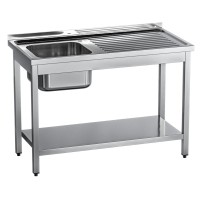 Stół ze zlewem 1-komorowyewy, z półką, Gredil, 1200x700x850 mm skręcany Stalgast 674127