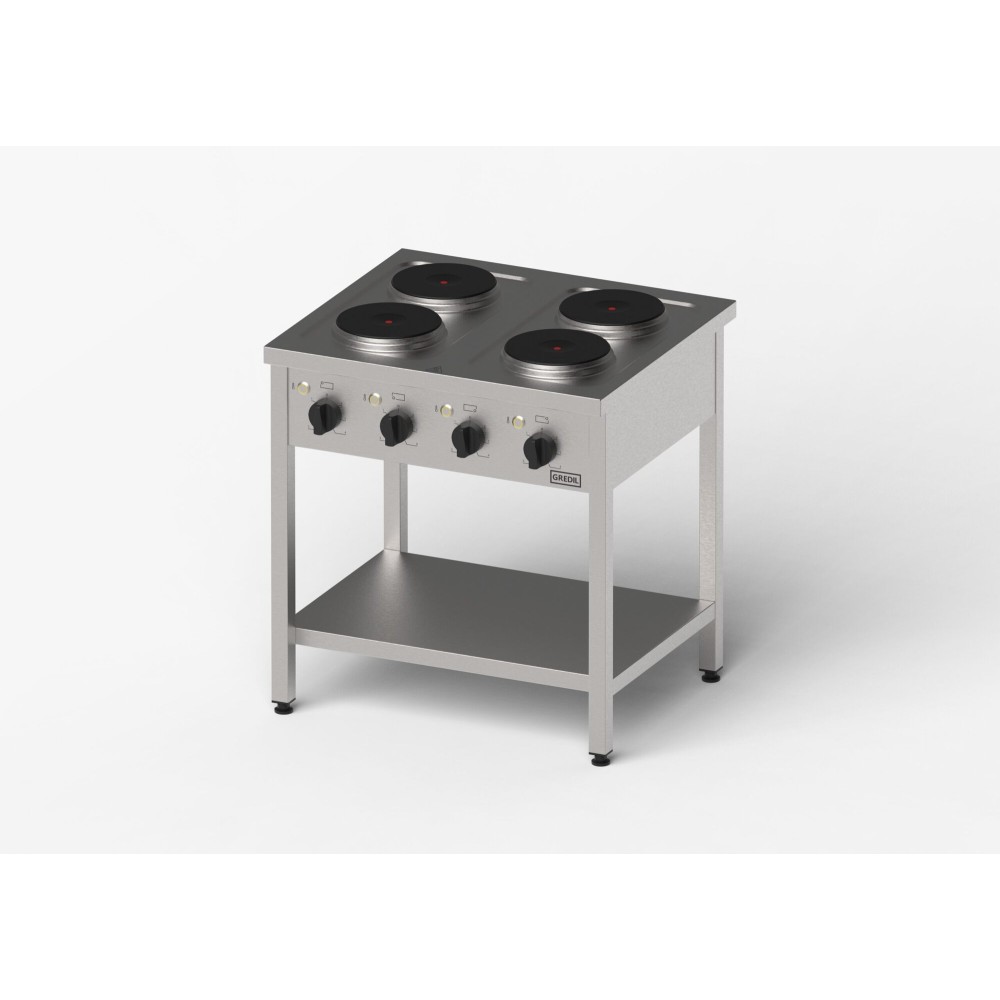 Kuchnia elektryczna, Gredil, 800x700x850 mm, 4-płytowa, P 10.4 kW, U 400 V Stalgast 977500