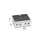 Kuchnia ceramiczna 4 polowa z elektronicznym sterowaniem B-FLEX 800x730x280 Bertos SE7P4B/VTR-BF