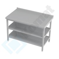Stół przyścienny z dwiema półkami 1300x600x850, AISI 304, Komat KST-005