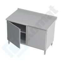 Stół przyścienny z drzwiami skrzydłowymi 1600x600x850, AISI 304, Komat KST-023