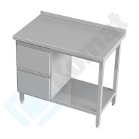 Stół przyścienny z szufladami i półką 1800x600x850, AISI 304, Komat KST-026