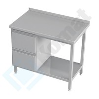 Stół przyścienny z szufladami i półką 1600x700x850, AISI 304, Komat KST-026