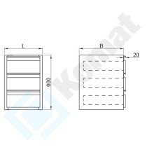 Blok 3-szuflad podwieszany 420x490x600, AISI 304, Komat KST-055
