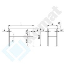 Nadstawka podwójna nad stół 1100x300x700, AISI 304, Komat KNT-062