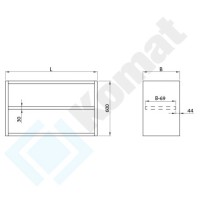 Szafka wisząca otwarta 900x400x600, AISI 304, Komat KGT-081