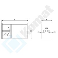 Szafka przelotowa z drzwiami suwanymi 2000x400x600, AISI 304, Komat KGT-086