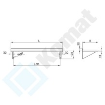 Półka wisząca na konsolach 800x400x170, AISI 304, Komat KPT-091