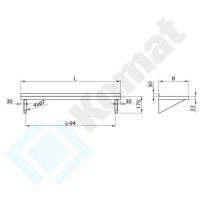 Półka wisząca na konsolach 1200x400x170, AISI 304, Komat KPT-091