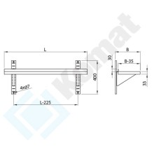 Półka wisząca przestawna 1400x400x400, AISI 304, Komat KPT-092