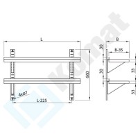 Półka wisząca podwójna przestawna 800x300x660, AISI 304, Komat KPT-093