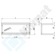 Półka wisząca podwójna 1200x400x386, AISI 304, Komat KPT-095