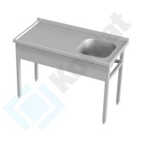 Stół ze zlewem bez półki 1800x600x850, AISI 304, Komat KST-101