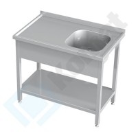 Stół ze zlewem z półką 1700x600x850, AISI 304, Komat KST-102