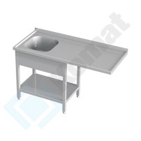 Stół ze zlewem i półką 1300x600x850, AISI 304, Komat KST-141