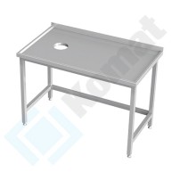 Stół z otworem na odpadki 1200x600x850, AISI 304, Komat KST-143