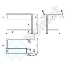 Stół do obróbki produktów 1300x700x850, AISI 304, Komat KST-156