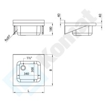 Umywalka 450x450x180, AISI 304, Komat KUT-171