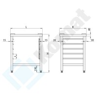 Podstawa pod piec bez blatu 720x610x740, AISI 304, Komat KFT-185