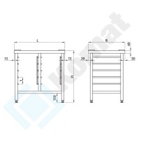 Podstawa pod piec 890x660x850, AISI 304, Komat KFT-187