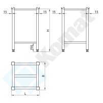 Podstawa pod kloc rozbiorowy 505x405x770, AISI 304, Komat KST-071