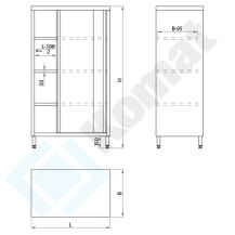 Szafa magazynowa z drzwiami suwanymi 900x500x2000, AISI 304, Komat KDT-205