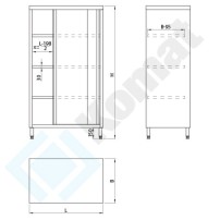 Szafa magazynowa z drzwiami suwanymi 1100x500x1800, AISI 304, Komat KDT-205