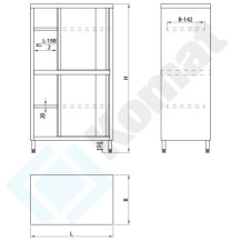 Szafa przelotowa z drzwiami suwanymi 1300x700x1800, AISI 304, Komat KDT-208