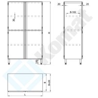 Szafa przelotowa z drzwiami skrzydłowymi 1200x700x2000, AISI 304, Komat KDT-210