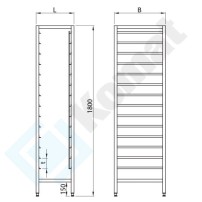 Regał na tace 670x610x1800, AISI 304, Komat KRT-323
