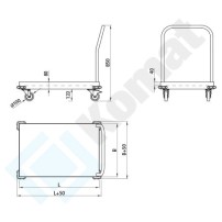 Wózek transportowy z rantem 700x600x850, AISI 304, Komat KWT-401