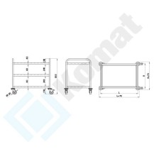 Wózek kelnerski 3-poziomowy 700x600x850, AISI 304, Komat KWT-403