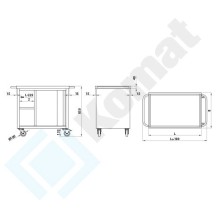 Wózek kelnerski z szafką 1000x600x850, AISI 304, Komat KWT-406