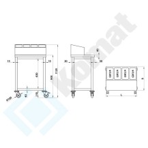 Pomocnik kelnerski jezdny 817x500x1120, AISI 304, Komat KWT-408