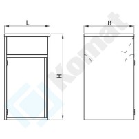 Szafka na pojemnik na odpadki z klapką 600x600x1200, AISI 304, Komat KKT-458
