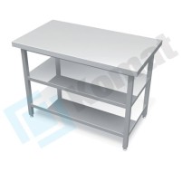 Stanowisko otwarte z dwiema półkami 1000x700x900, AISI 304, Komat KL1-02.7100