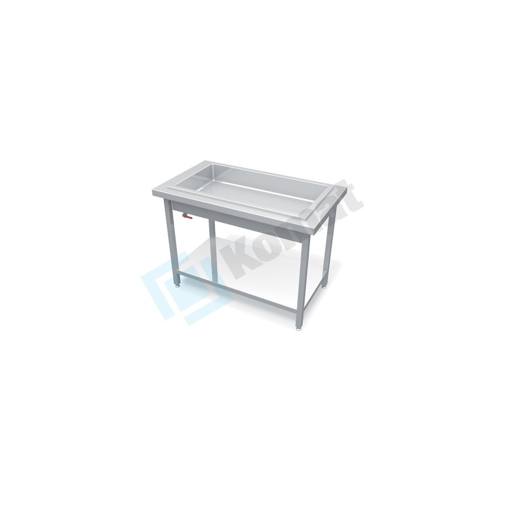 Stanowisko z wanną do ekspozycji na lodzie 1560x700x900, AISI 304, Komat KL1-12.7004