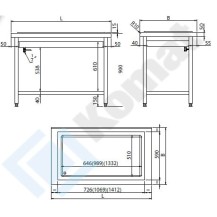 Stanowisko z wanną do ekspozycji na lodzie 890x800x900, AISI 304, Komat KL1-12.8002