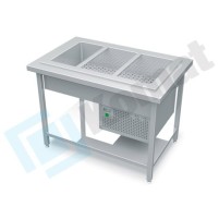 Stanowisko z wanną chłodniczą z chłodzeniem bocznym 1560x800x900, AISI 304, Komat KL1-15.8004