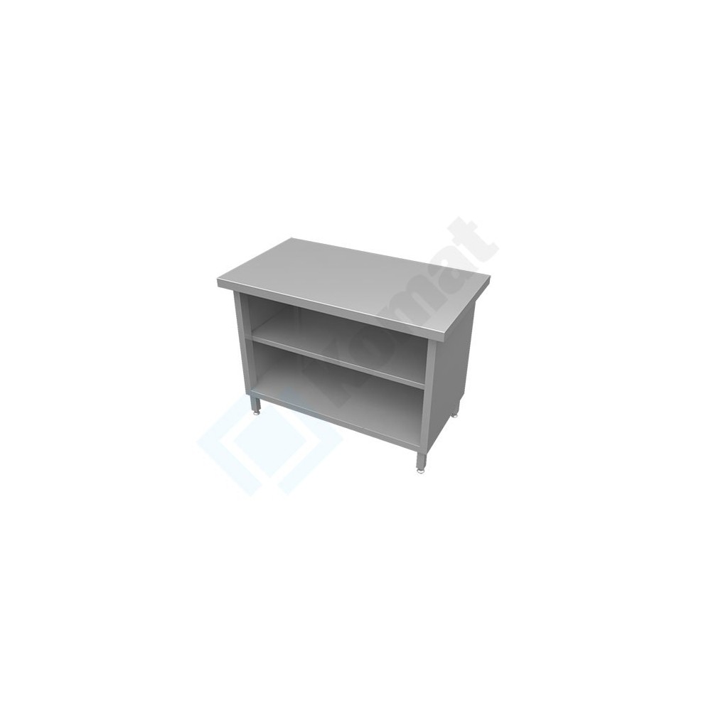 Stanowisko z szafką otwartą z półką 900x800x900, AISI 304, Komat KL2-02.8090
