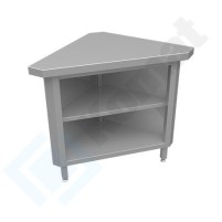 Stanowisko z szafką narożną wewnętrzną 90° 1216x641x900, AISI 304, Komat KL2-05.8090
