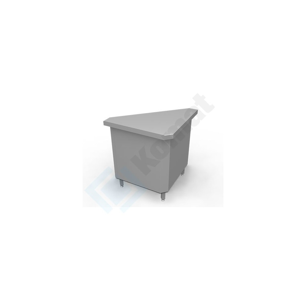 Stanowisko z szafką narożną zewnętrzną 90° 1075x570x900, AISI 304, Komat KL2-06.7090