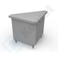 Stanowisko z szafką narożną zewnętrzną 90° 1075x570x900, AISI 304, Komat KL2-06.7090
