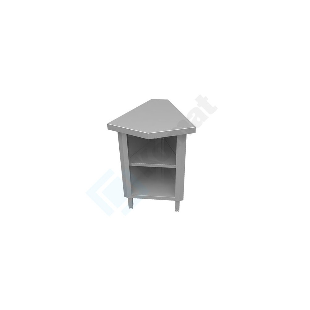 Stanowisko z szafką narożną wewnętrzną 45° 767x898x900, AISI 304, Komat KL2-07.8045