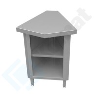 Stanowisko z szafką narożną wewnętrzną 45° 767x898x900, AISI 304, Komat KL2-07.8045